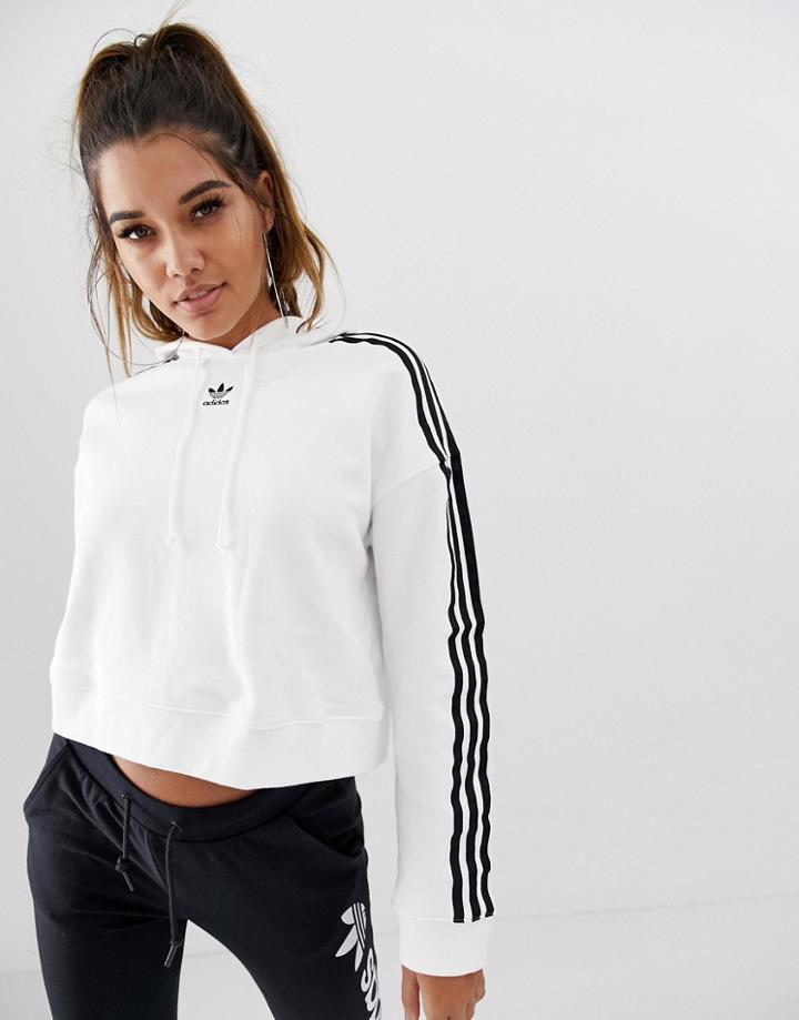 Adidas Originals Adicolor Cropped Hoodie In White
