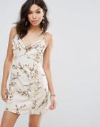 Boohoo Floral Fit And Flare Mini Dress - Cream