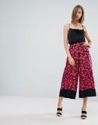Warehouse 100% Silk Poppy Print Pants - Multi