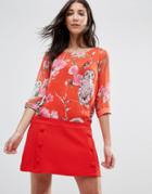Traffic People Shift Dress In Floral Print - Red