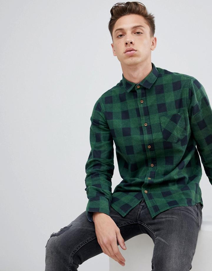 Brave Soul Flannel Buffalo Plaid Shirt - Green