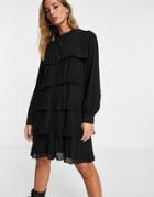 Y.a.s Layla Tiered Mini Smock Dress In Black