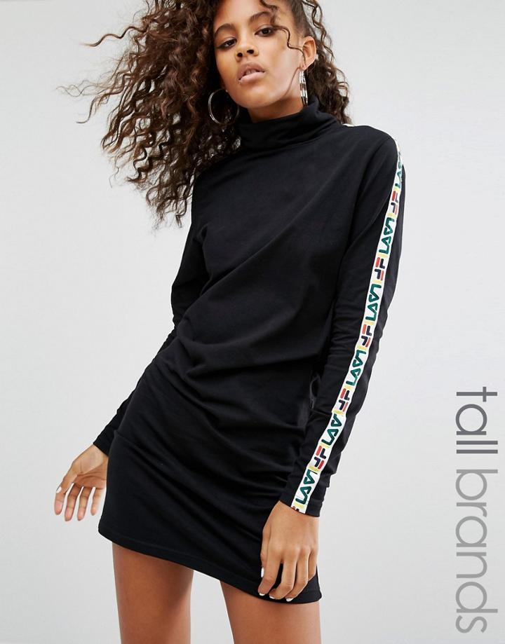 Fila Tall Roll Neck Jersey Bodycon Dress - Black