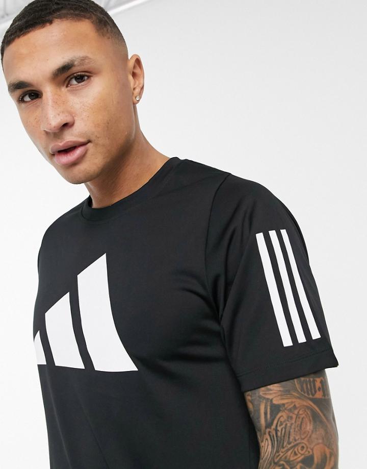 Adidas Training 3-stripes Bar Logo T-shirt In Black
