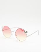Aj Morgan Round Lens Palm Tree Sunglasses-silver