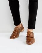 Asos Loafers In Tan Leather With Natural Sole And Fringe Detail - Tan
