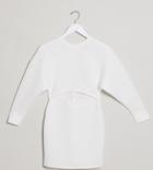 Asos Design Petite Exclusive Sweatshirt Scuba Mini Dress In Ivory-white