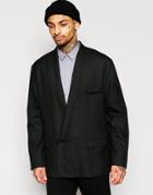 Asos Oversized Blazer With Dropped Shawl In Black - Black