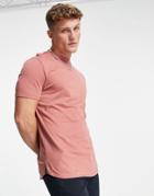 Asos Design Organic Longline T-shirt With Side Splits In Washed Pink