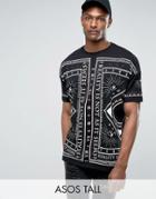 Asos Tall Super Oversized T-shirt With All Over Symbol Print - Black