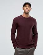 Selected Crew Neck Textured Knitted Jumper - Red