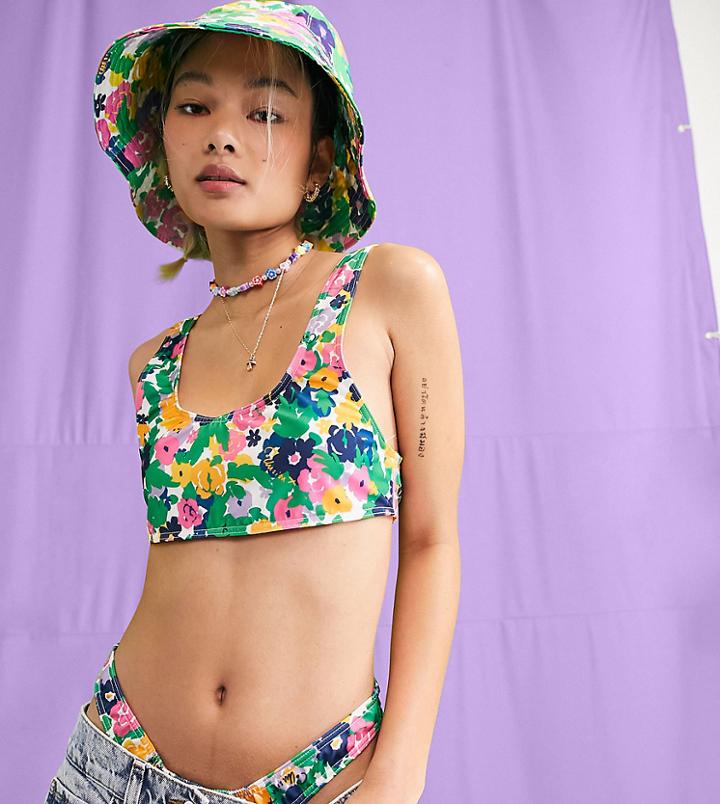 Collusion Bikini Top In 80s Floral - Multi