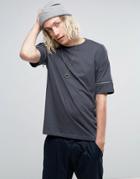 Asos Oversized T-shirt With Contrast Zips - Gray