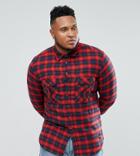 Sixth June Plus Oversized Flannel Check Shirt In Red - Red