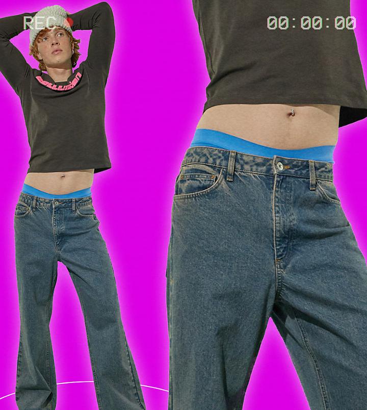 Collusion X014 90s Baggy Jeans In Blue Wash-blues