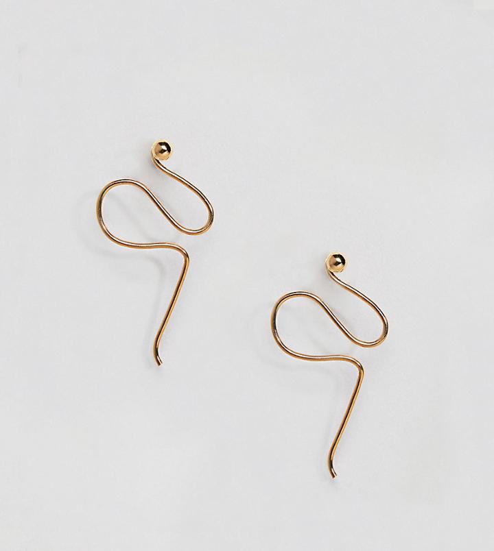 Asos Gold Plated Sterling Silver Swirl Earrings - Gold