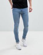 Hoxton Denim Extreme Skinny Jeans In Bleach Blue Wash - Blue