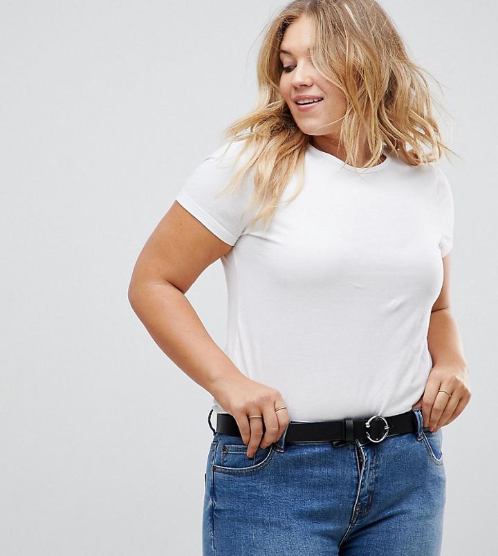 Asos Curve Jeans Belt With Circle & Triangle Detail Buckle Water Based - Black