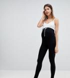 Asos Design Maternity Over The Bump Supersoft Leggings With Drawcord - Black