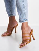 Asos Design Napa Pointed Insole Heeled Mules In Camel-neutral
