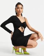 Trendyol Ruched One Arm Dress In Black