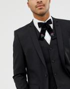 Asos Design Velvet Bow Tie With Embroidery - Black