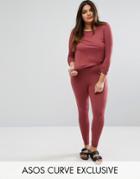 Asos Curve Lounge 2 Pack Long Sleeve Tunic Top & Legging - Pink