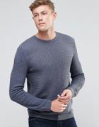 Asos Cable Knit Sweater With Rib Detail - Denim