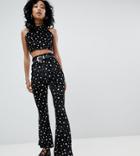 Rokoko Festival Flared Pants In Velvet Star Print Two-piece - Black