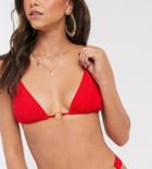 South Beach Exclusive Mix And Match Rib Triangle Bikini Top In Red