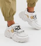 Bershka Chunky Sneakers With Contrast Stitch In White