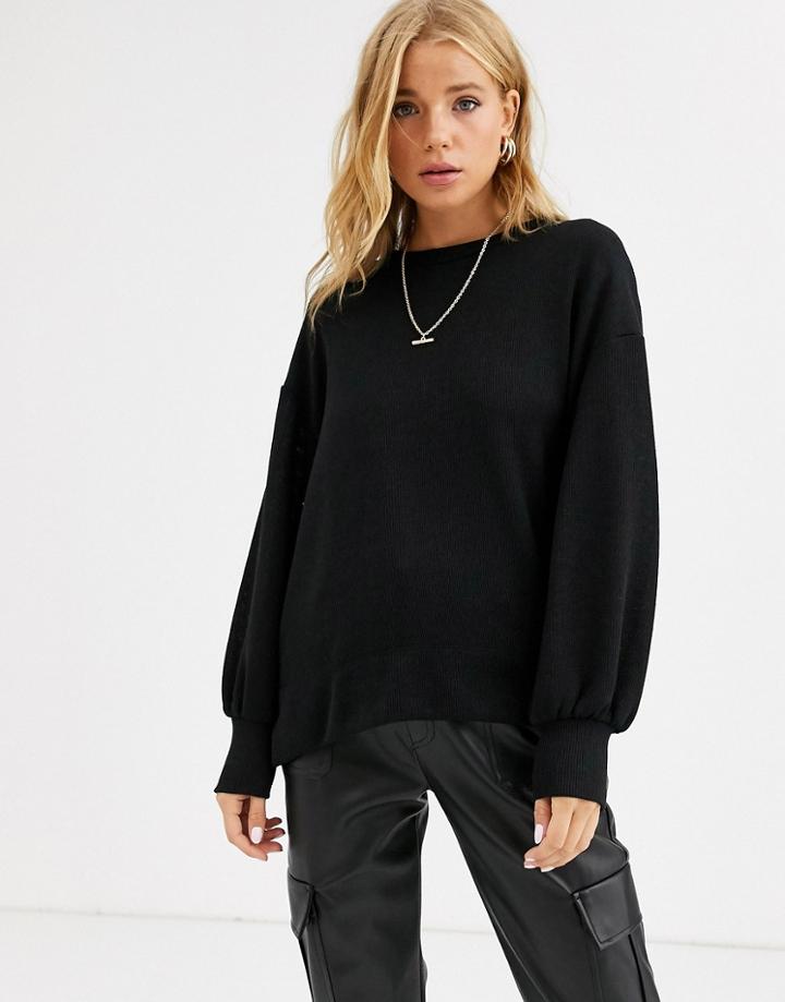 Pull & Bear Oversized Sweater In Black