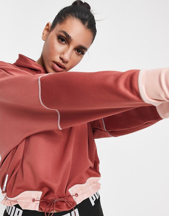 Puma Training Winter Pearl Cropped Hoodie In Pink