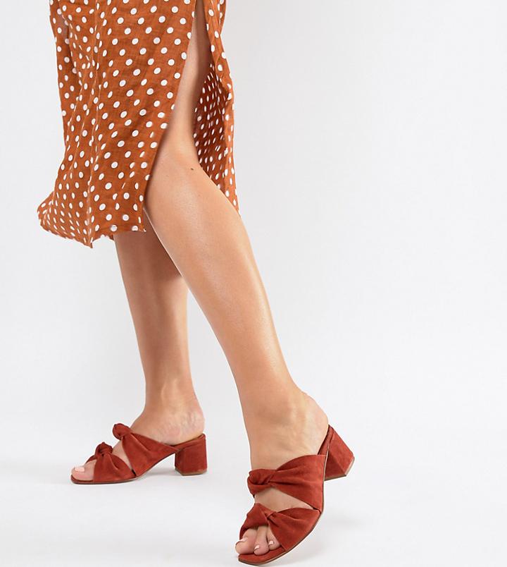 Depp Wide Fit Suede Heeled Sandals - Orange