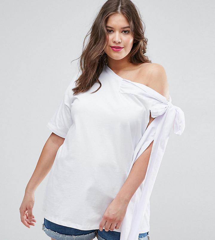 Asos Curve T-shirt With Bow Side - Pink