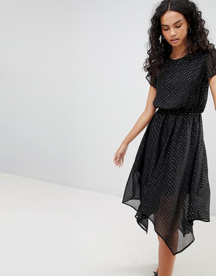 Only Sylvia Hanky Hem Dress - Black