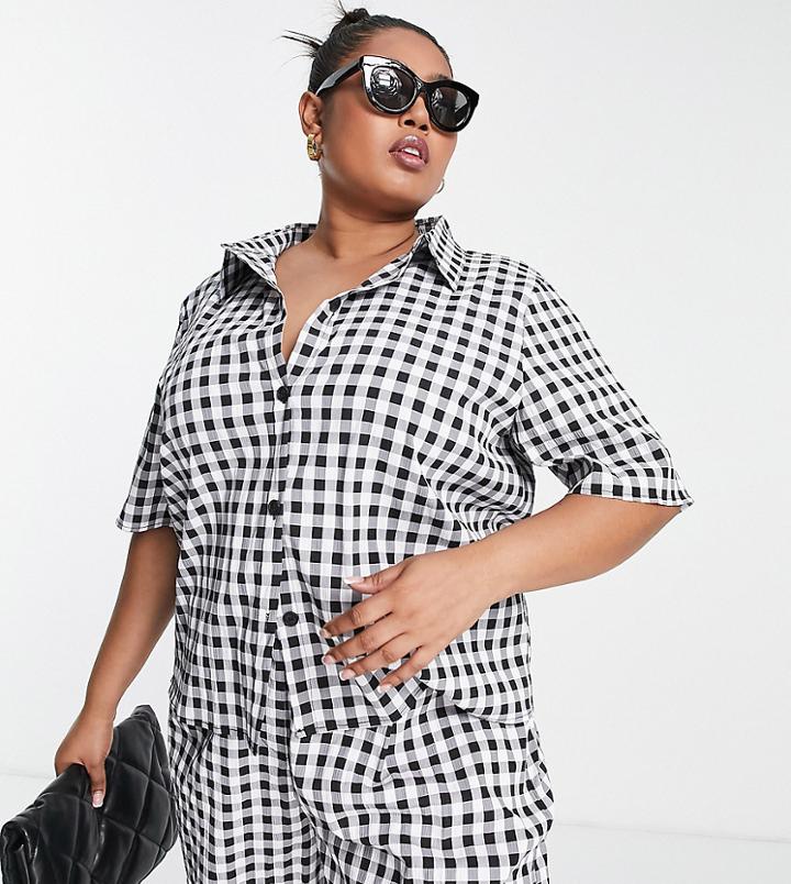 Lola May Plus Black And White Gingham Shirt