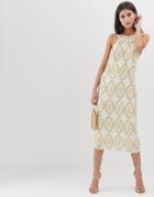 Asos Edition Crystal And Sequin Halter Midi Dress - Multi