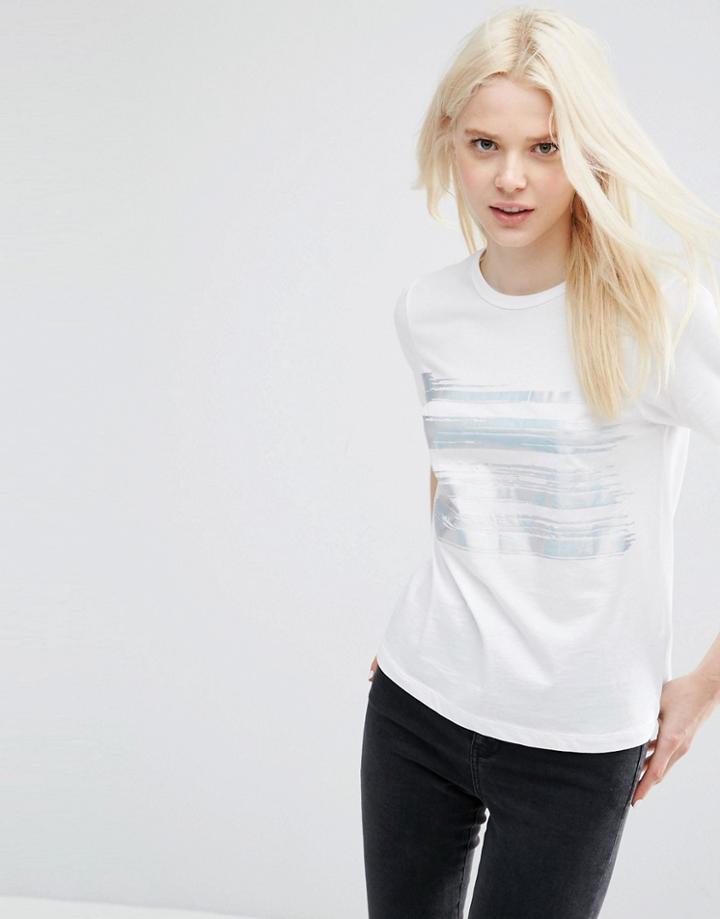 Asos T-shirt With Metallic Block Print - White