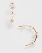 Asos Design Hoop Earrings With Petal Design In Gold Tone - Gold