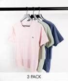 Abercrombie & Fitch 3 Pack Icon Logo T-shirt In Pink/green/blue-multi