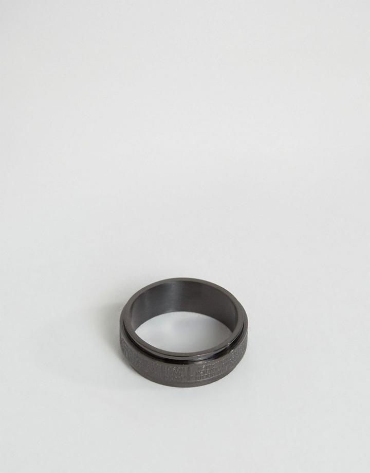 Seven London Cross Band Ring In Black - Black