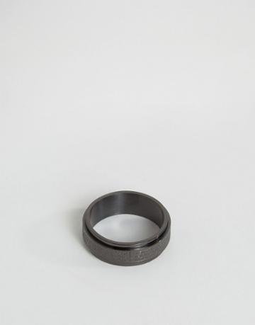Seven London Cross Band Ring In Black - Black
