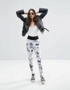 Asos Marble Printed Leggings With Mesh Inserts - Multi