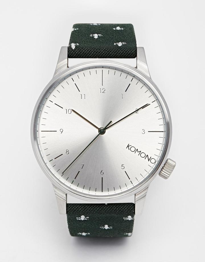 Komono Wizard Bee Printed Strap Watch - Green