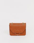 Asos Design Ring And Ball Cross Body Bag With Chain Strap - Tan