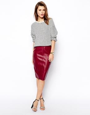 Asos Pencil Skirt In Leather Look - Oxblood