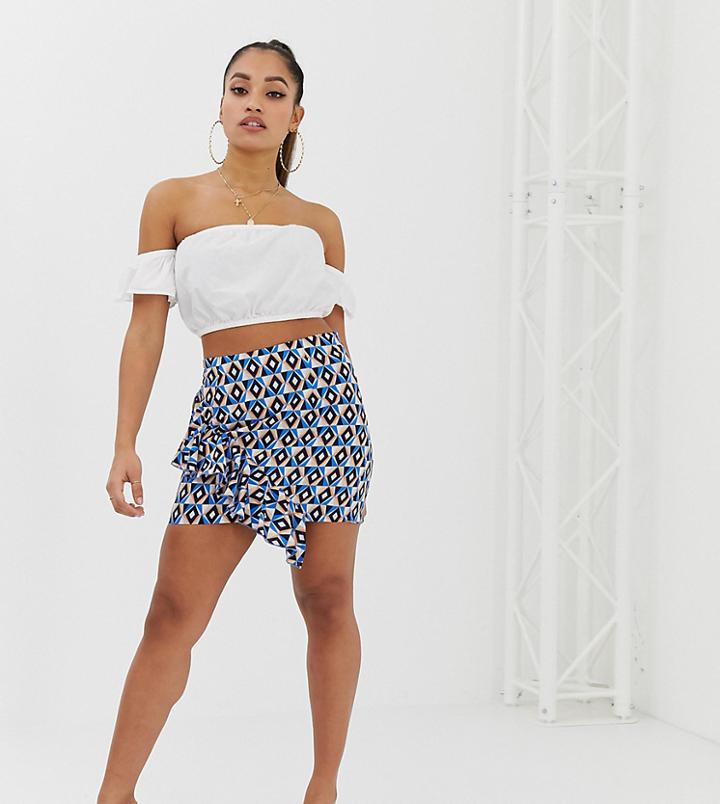 Boohoo Geo Print Asym Skirt In Multi - Multi