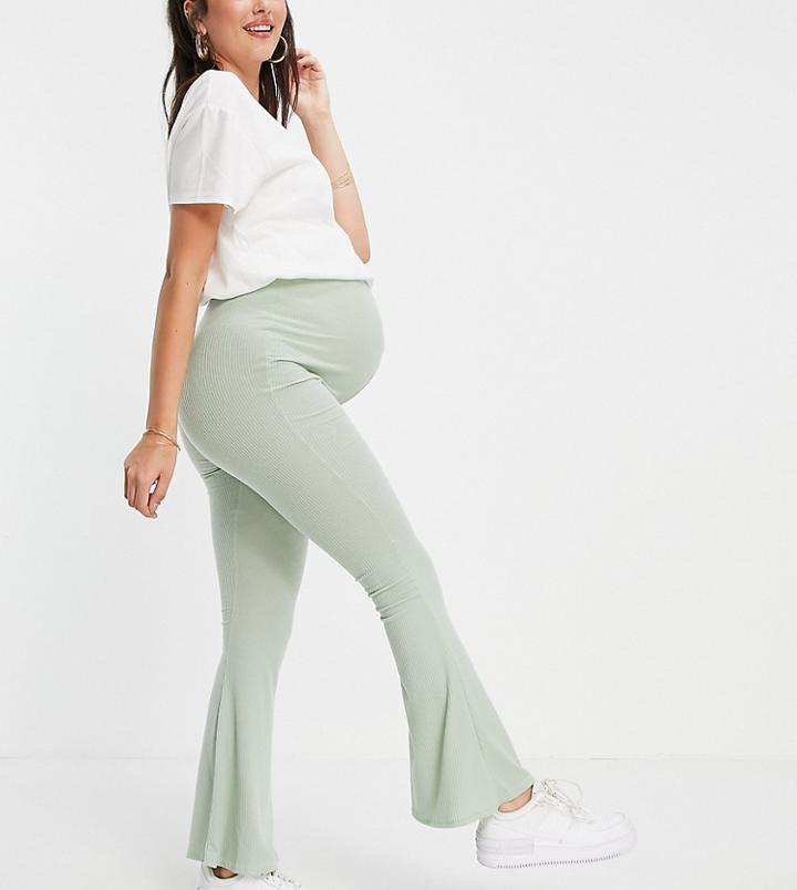 In The Style Maternity X Brooke Vincent Wide Leg Coordinating Pants In Sage-green
