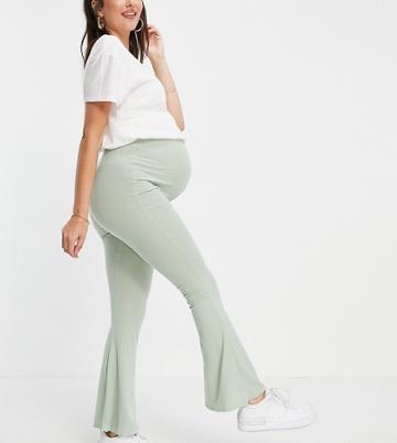 In The Style Maternity X Brooke Vincent Wide Leg Coordinating Pants In Sage-green